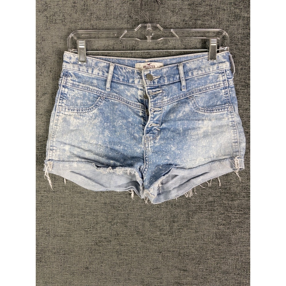 Y2K Hollister Womens Shorts 28 Light Wash Cutoff Button Fly Light Wash Distresse